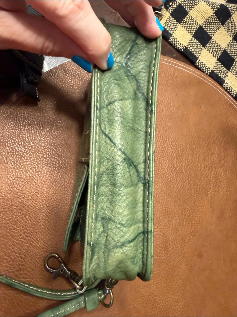 Frye Green Leather Wristlet Wallet